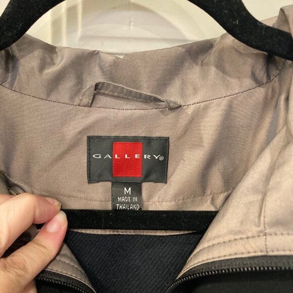 NWT Gallery Womens Trench Raincoat Sz Med Removable Hood Water Resistant Black - Picture 8 of 15